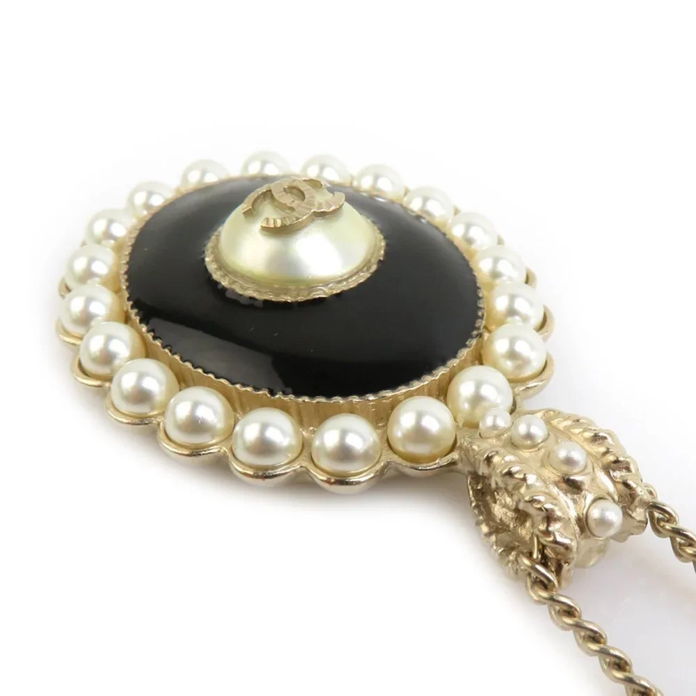 CHANEL Black Pearl Logo Necklace - Picture 4 of 5